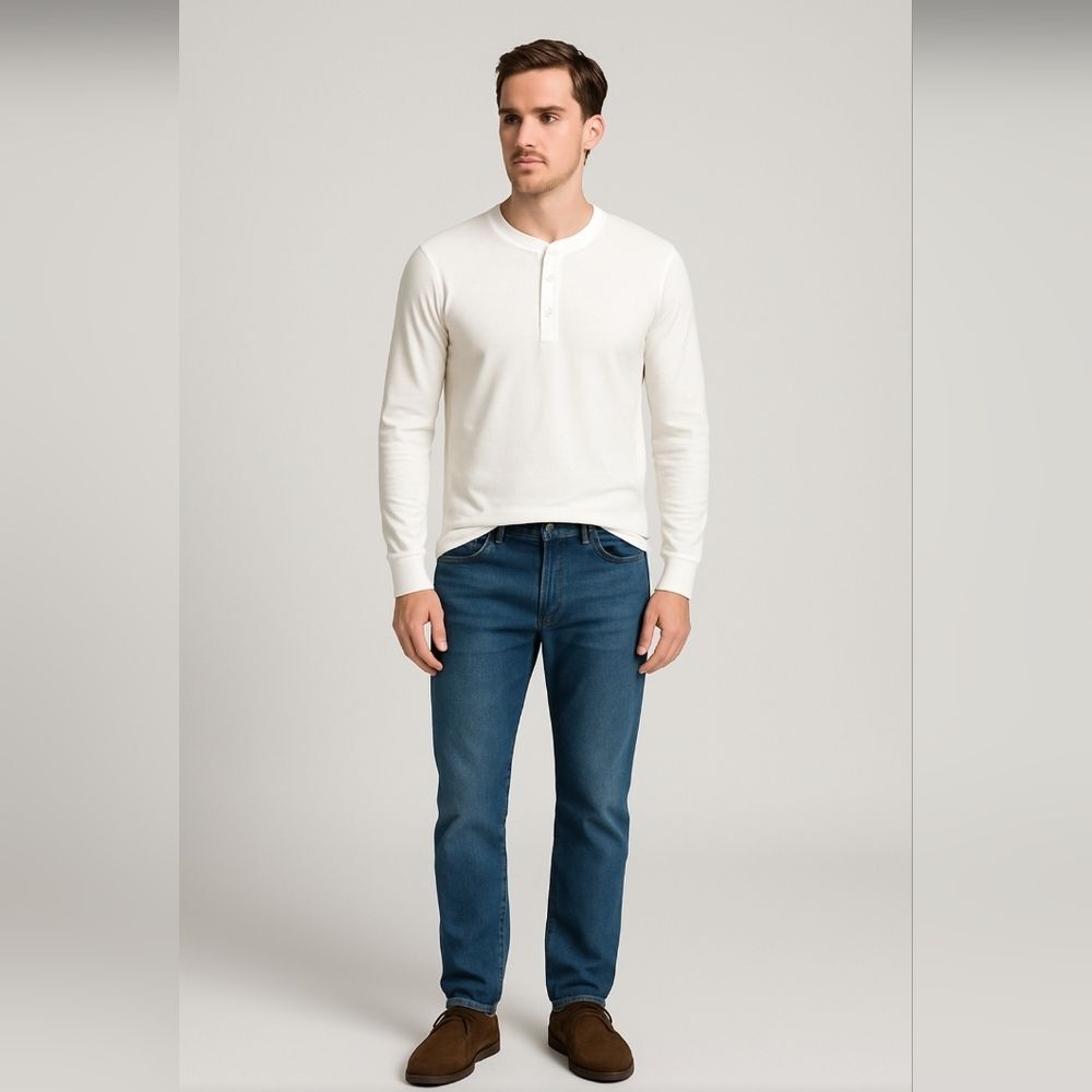 Tom Ford Henley Long Sleeve Shirt Tfj830 Beige Cotton Italy Nwt Size 54 Xl